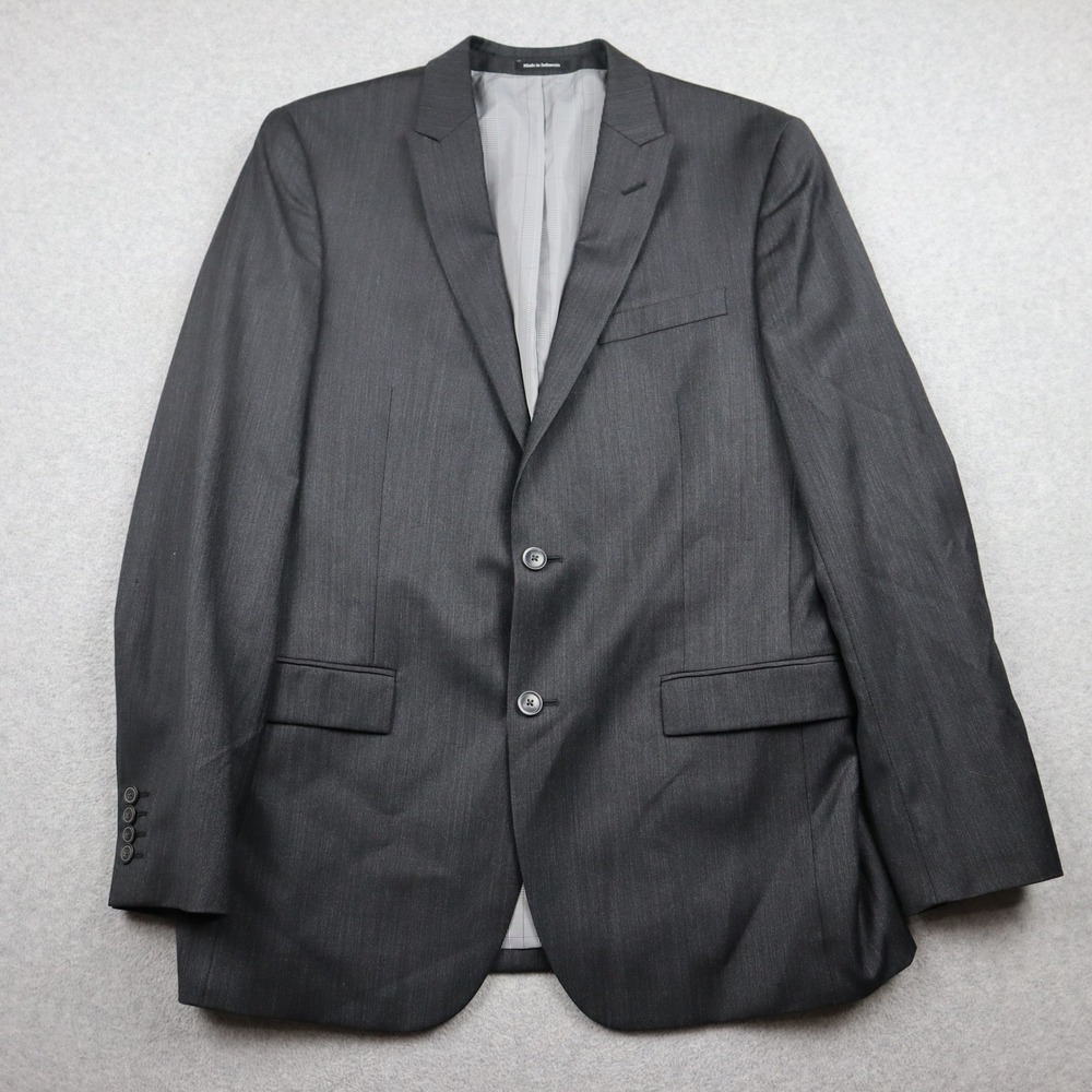 Egara Blazer Mens 42 Long Slim Fit Charcoal Grey Super 120s Wool Suit Jacket 42L